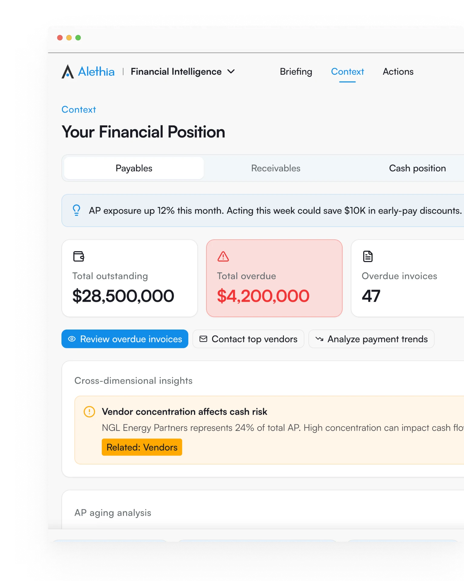 Alethia Financial Intelligence platform interface